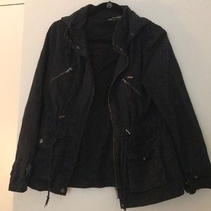 Navy hooded cargo jacket